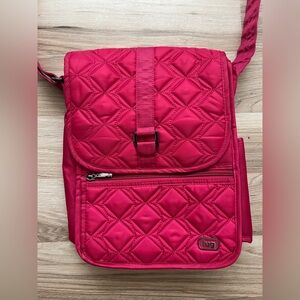 LUG Quilted Fuchsia Crossbody Moped Medium Travel Bag Barbie Hot Pink